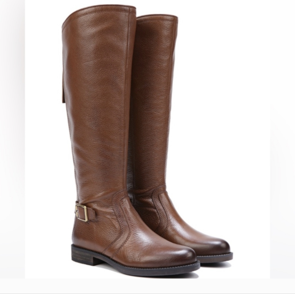 Brown Leather Franco Sarto women’s Westerncore boots zipper with tassels buckles